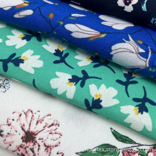Polyester Vävd Moss Crepe Små blommig tryckt tyg